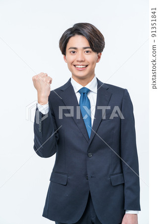 Young suit man guts pose Young suit man guts pose 91351841