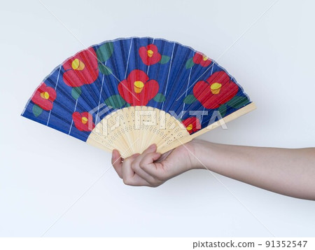Hand holding a fan 91352547