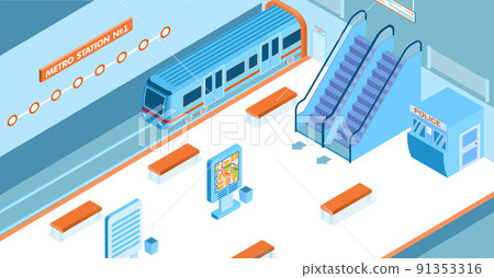 Metro Station Isometric Illustration 91353316