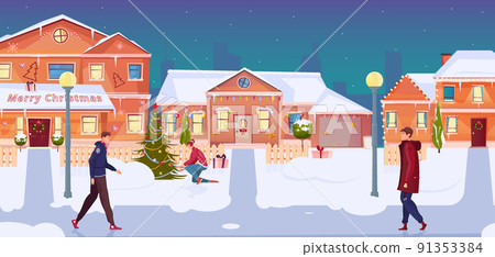 Christmas Houses Illustration Christmas Houses Illustration 91353384