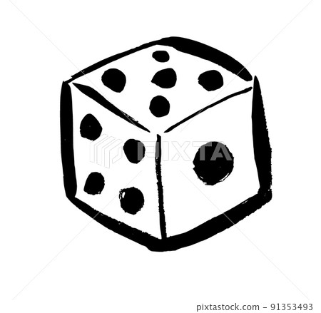 Simple illustration sumi-e pen drawing dice 91353493
