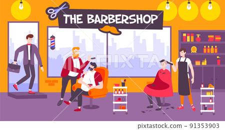 Barbershop Horizontal Illustration Barbershop Horizontal Illustration 91353903