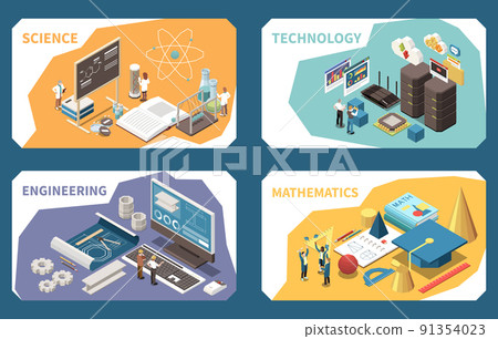 STEM Education Isometric Concept STEM Education Isometric Concept 91354023