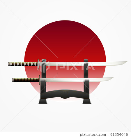 Japanese Sword Flag Realistic 91354046