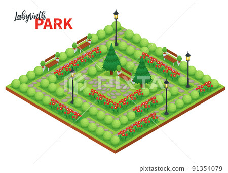 Labyrinth Isometric Park Composition Labyrinth Isometric Park Composition 91354079