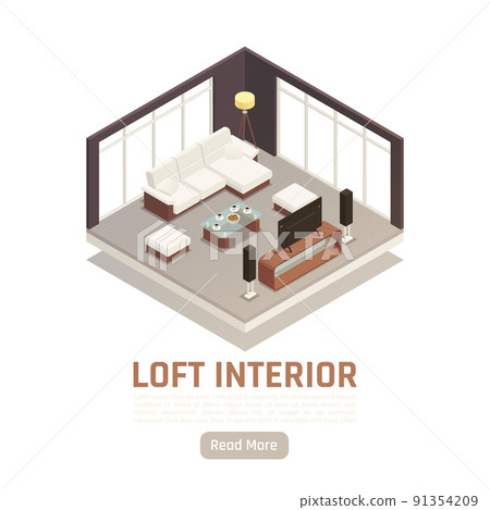 Loft Interior Isometric View Loft Interior Isometric View 91354209