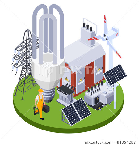 Electricity Isometric Illustration 91354298