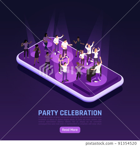 Smartphone Party Isometric Background 91354520