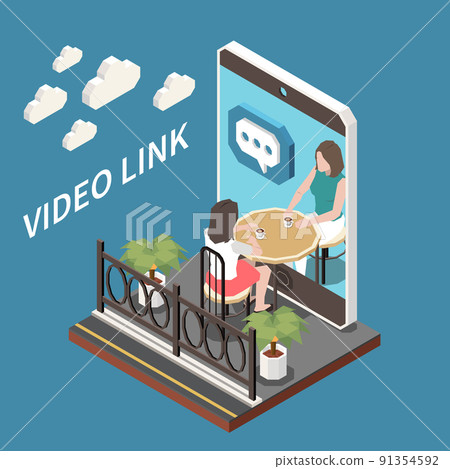 Video Link Isometric Composition Video Link Isometric Composition 91354592