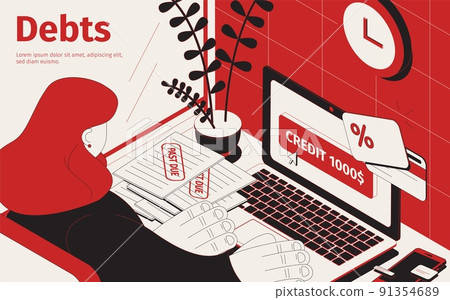 Debts isometric composition 91354689