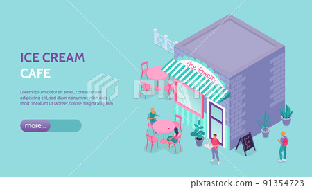 Ice Cream Cafe Banner 91354723