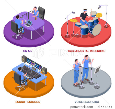 Radio Studio Concept Icons Set 91354833