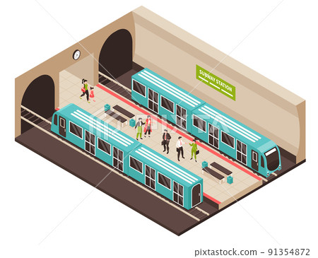 Isometric Metro Station Composition Isometric Metro Station Composition 91354872