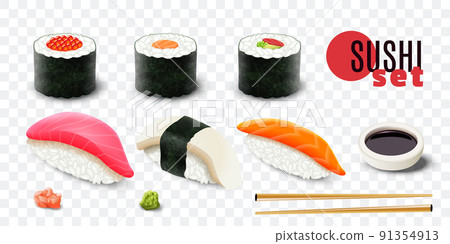 Realistic Sushi Set 91354913