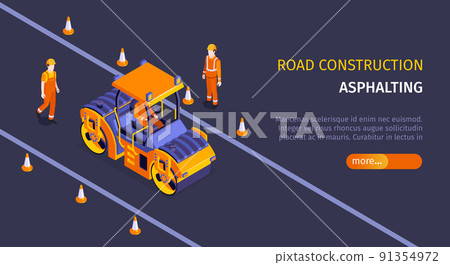 Road Construction Horizontal Banner 91354972