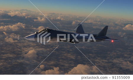 Fifth generation jet aircraft flies above the clouds Fifth generation jet aircraft flies above the clouds 91355009