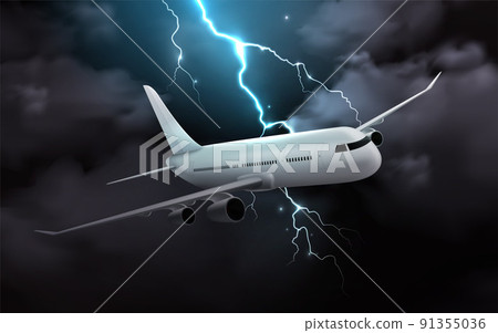 Airplane In Storm Composition 91355036