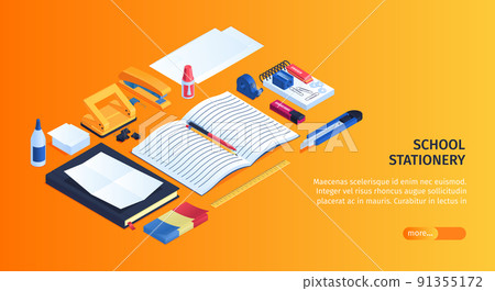 School Stationery Background 91355172