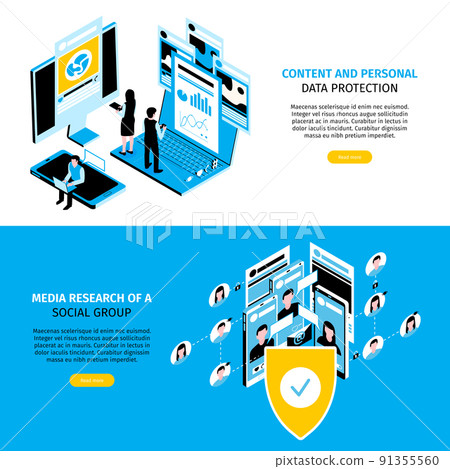 Isometric Social Media Banner Set Isometric Social Media Banner Set 91355560