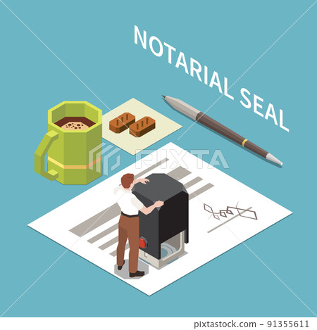 Notary Seal Isometric Composition Notary Seal Isometric Composition 91355611