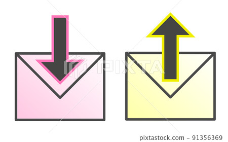 An icon that indicates the sending and receiving of emails with an envelope mark 91356369