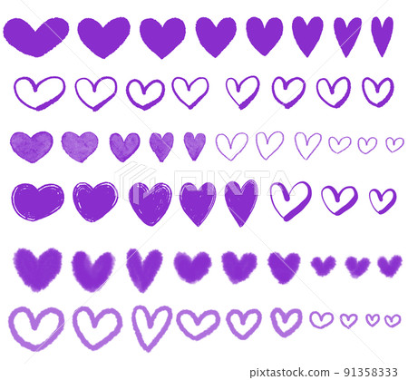 手繪簡單的心插畫素材集(紫色) 手繪簡單的心插畫素材集(紫色) 91358333