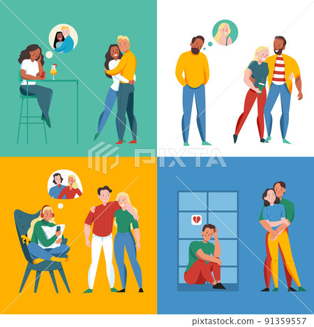 Lonely And Together Concept Icons Set Lonely And Together Concept Icons Set 91359557