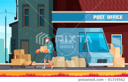 Post Office Outdoor Cartoon Post Office Outdoor Cartoon 91359562