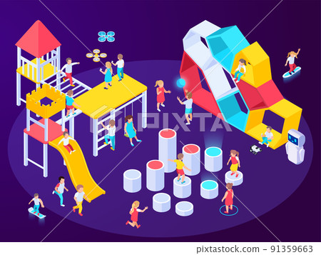 Modern Playground Isometric Composition Modern Playground Isometric Composition 91359663