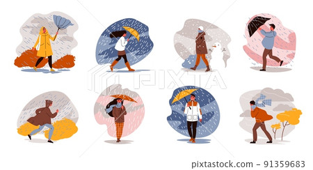 Rain Umbrellas Compositions Set 91359683