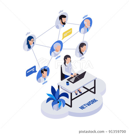 Remote Networking Isometric Composition 91359700