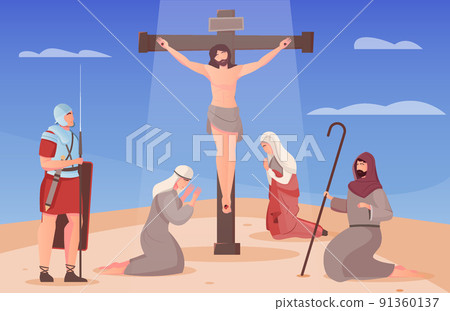 Crucified Jesus Illustration 91360137