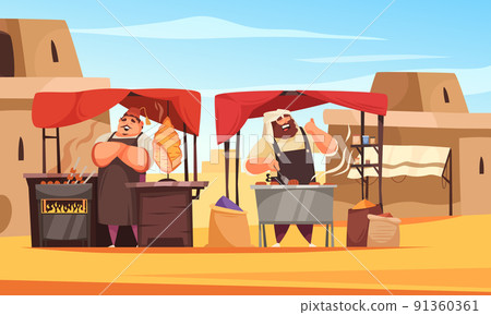 Eastern Market Cartoon Composition Eastern Market Cartoon Composition 91360361