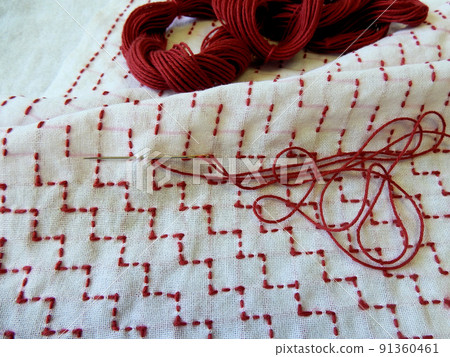 Sashiko cloth is being produced 91360461