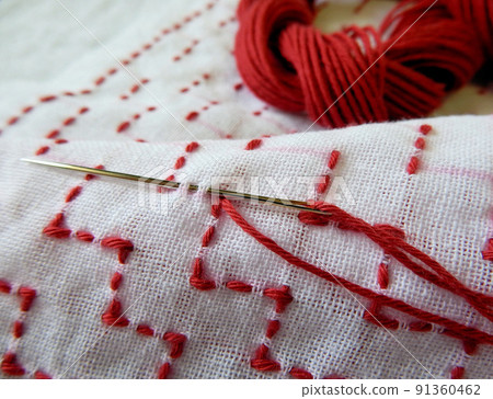 Sashiko cloth is being produced 91360462