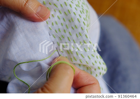 Sashiko cloth is being produced 91360464