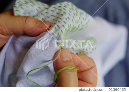 Sashiko cloth is being produced 91360465