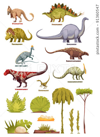 Dinosaurs And Flora Landscape Elements 91360547