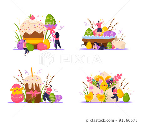 Easter Concept Icons Set 91360573