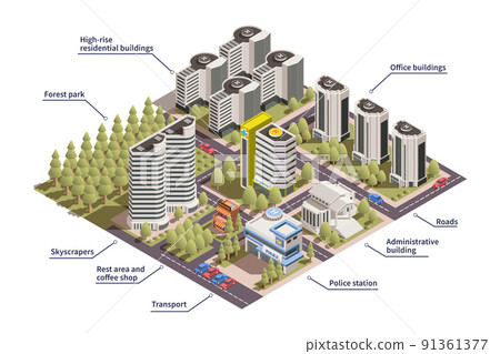 Isometric City Infographics 91361377