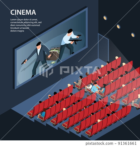 Cinema Theater Isometric Background 91361661