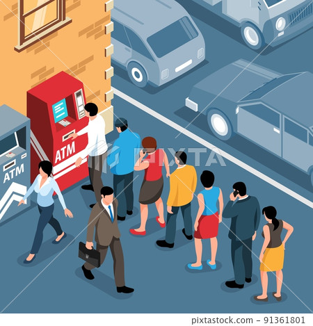 Isometric Queue Illustration Isometric Queue Illustration 91361801