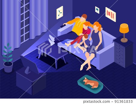 Online Cinema Isometric Composition 91361833