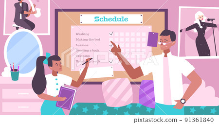 Schedule For Kid Flat Background Schedule For Kid Flat Background 91361840
