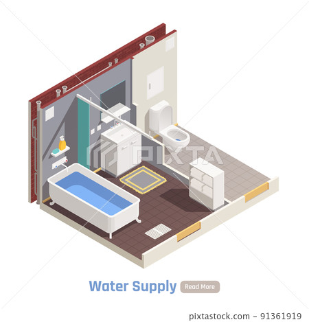 Water Supply Isometric Composition Water Supply Isometric Composition 91361919