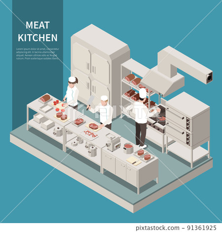Industrial Kitchen Isometric Composition 91361925
