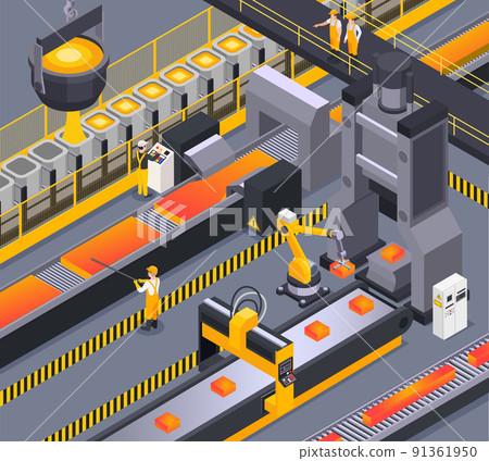 Metalworking Isometric Background Metalworking Isometric Background 91361950