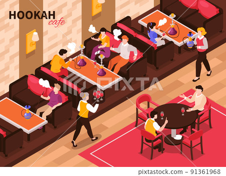 Hookah Cafe Isometric Composition Hookah Cafe Isometric Composition 91361968