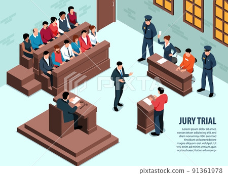 Jury Trial Isometric Background Jury Trial Isometric Background 91361978