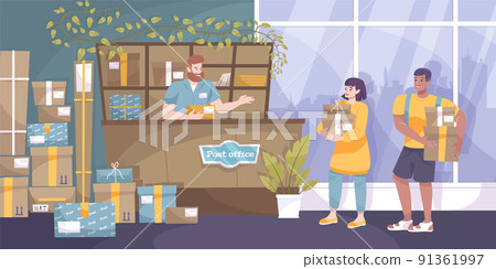 Mail Parcel Flat Composition Mail Parcel Flat Composition 91361997